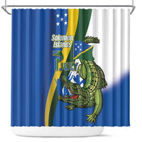 Solomon Islands Independence Day Shower Curtain Happy 7 July Crocodile Flag Style