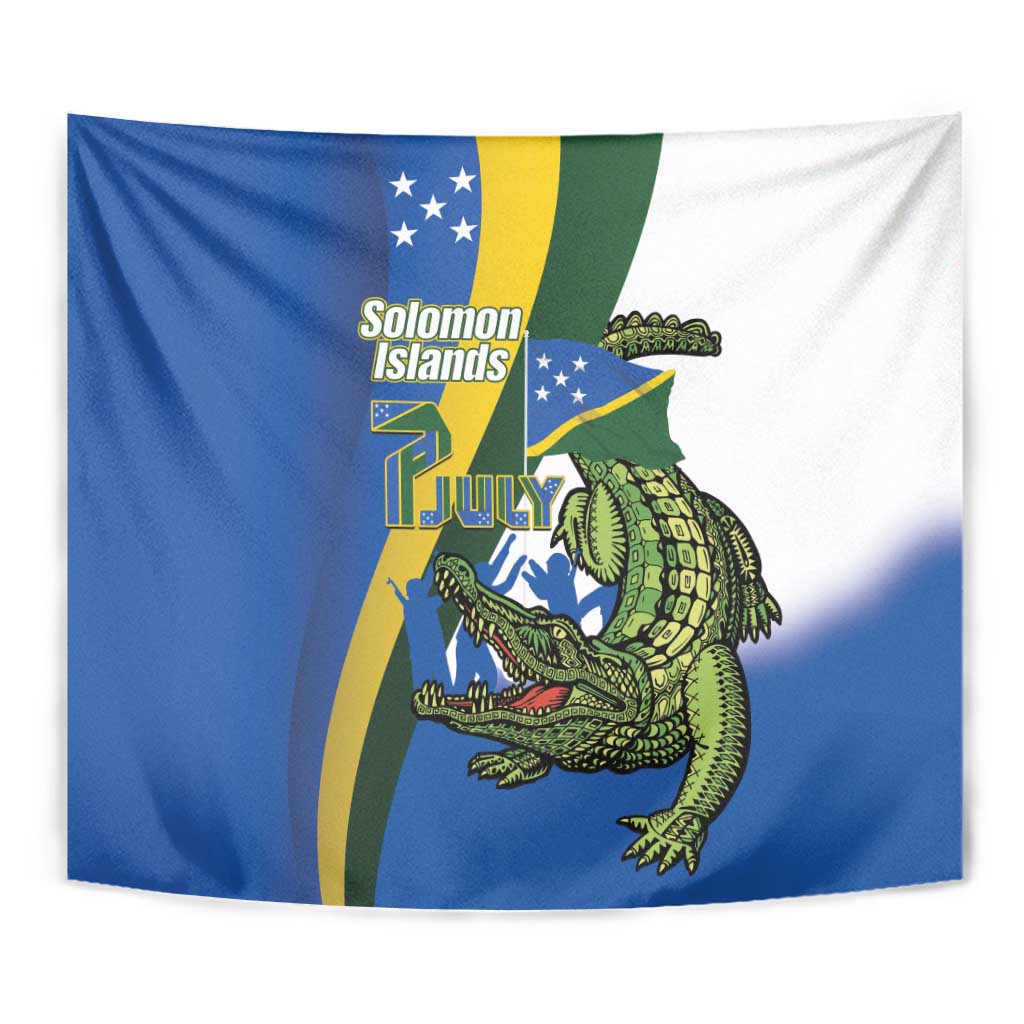 Solomon Islands Independence Day Tapestry Happy 7 July Crocodile Flag Style