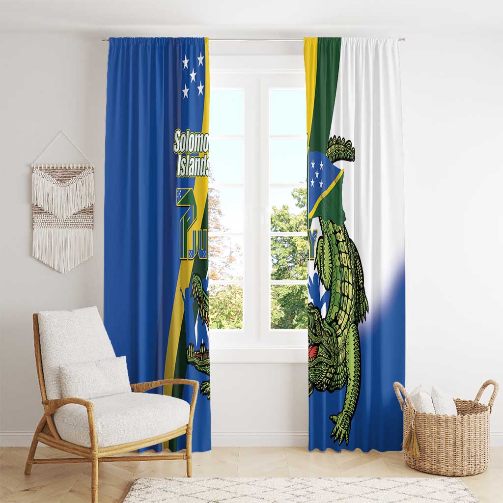 Solomon Islands Independence Day Window Curtain Happy 7 July Crocodile Flag Style