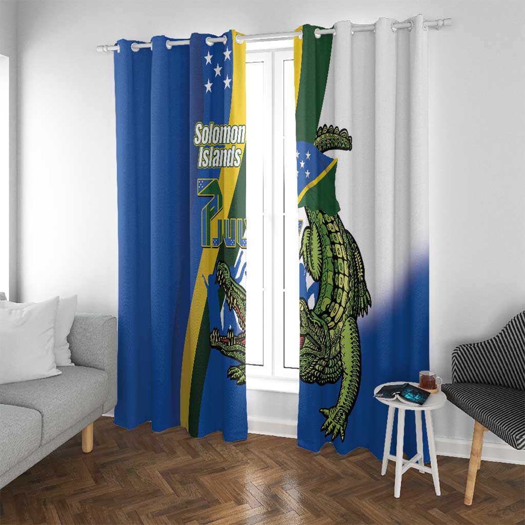 Solomon Islands Independence Day Window Curtain Happy 7 July Crocodile Flag Style