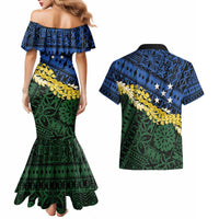 Halo Olaketa Solomon Islands Tapa Pattern Couples Matching Mermaid Dress and Hawaiian Shirt