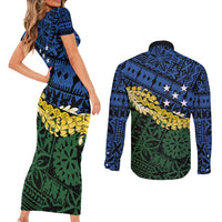 Halo Olaketa Solomon Islands Tapa Pattern Couples Matching Short Sleeve Bodycon Dress and Long Sleeve Button Shirt