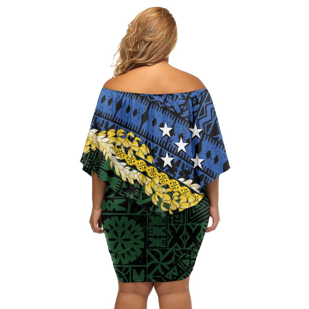 Halo Olaketa Solomon Islands Tapa Pattern Family Matching Off Shoulder Short Dress and Hawaiian Shirt