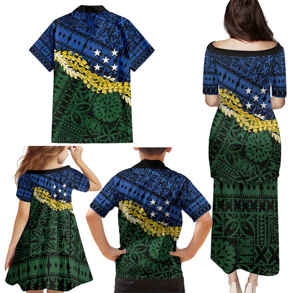 Halo Olaketa Solomon Islands Tapa Pattern Family Matching Puletasi and Hawaiian Shirt