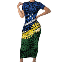 Halo Olaketa Solomon Islands Tapa Pattern Short Sleeve Bodycon Dress
