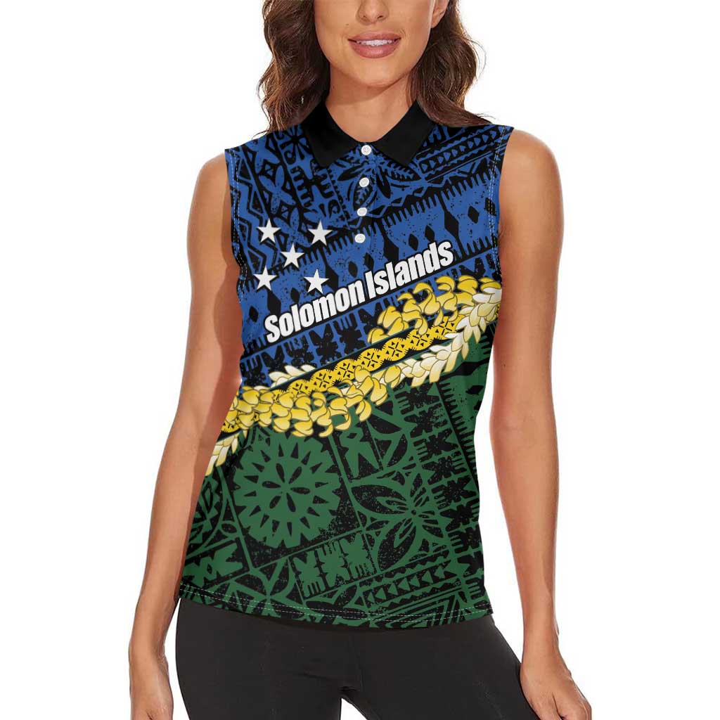 Halo Olaketa Solomon Islands Tapa Pattern Women Sleeveless Polo Shirt