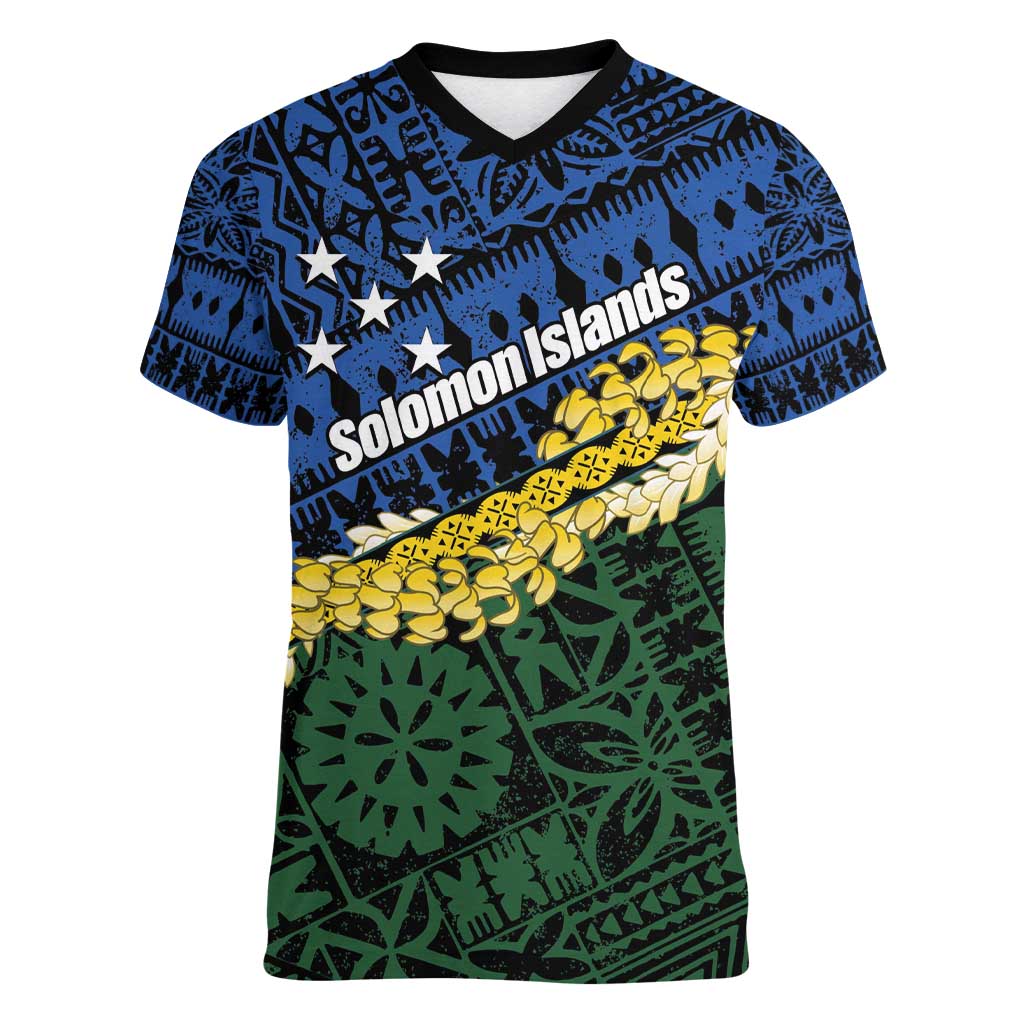 Halo Olaketa Solomon Islands Tapa Pattern Women V-Neck T-Shirt