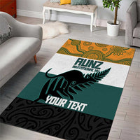 AUNZ Rugby Custom Area Rug Australia Kangaroo New Zealand Silver Fern - Polynesian Pride