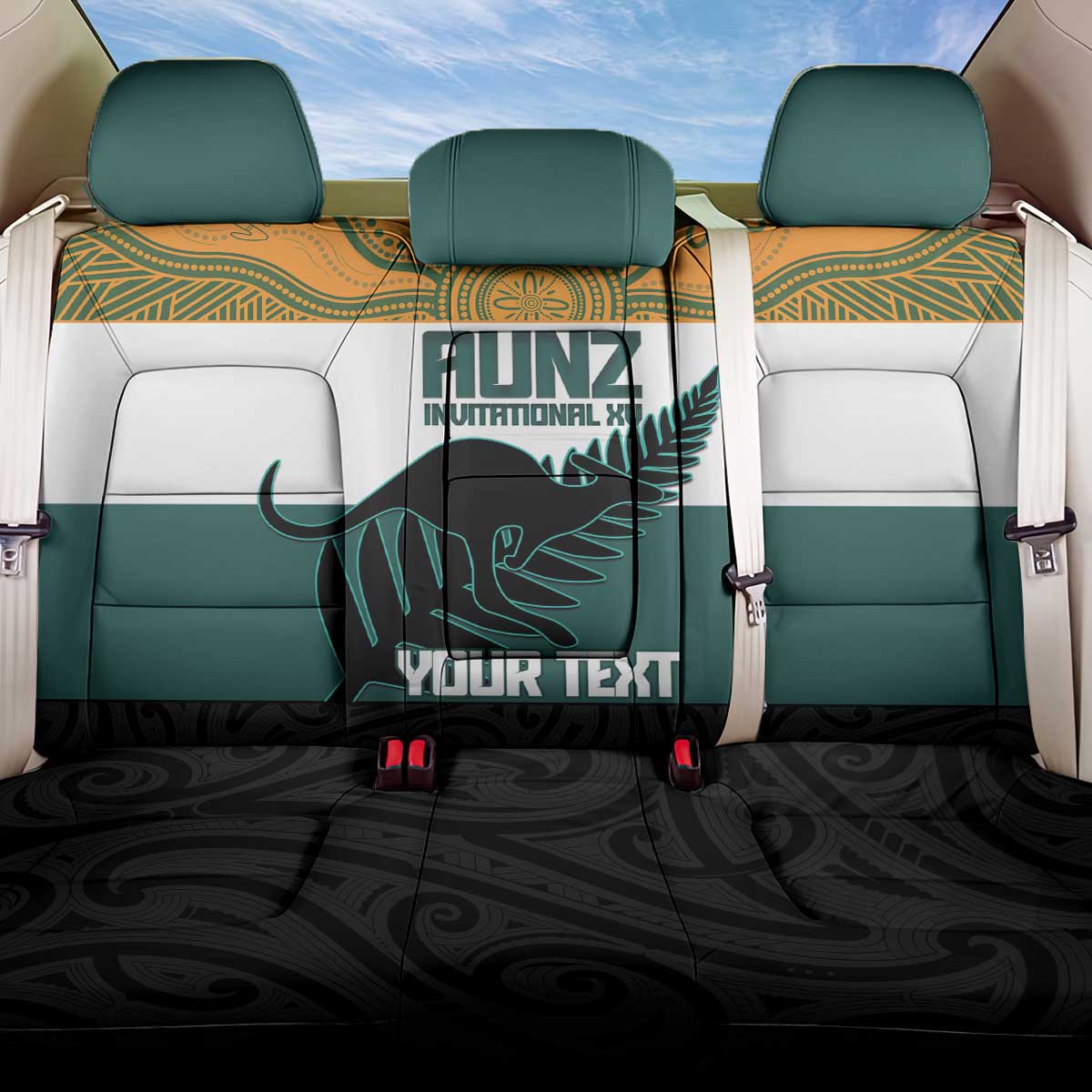 AUNZ Rugby Custom Back Car Seat Cover Australia Kangaroo New Zealand Silver Fern - Polynesian Pride