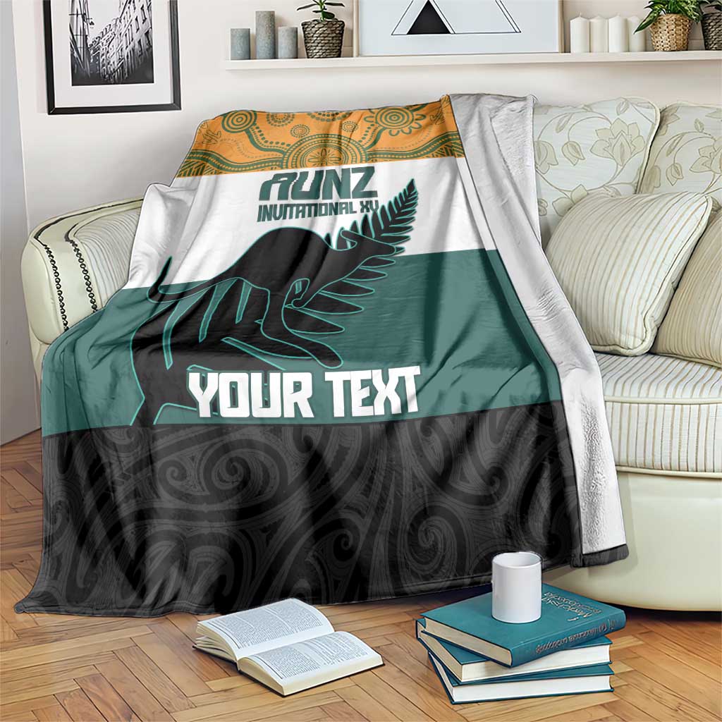 AUNZ Rugby Custom Blanket Australia Kangaroo New Zealand Silver Fern - Polynesian Pride