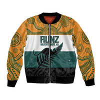 AUNZ Rugby Custom Bomber Jacket Australia Kangaroo New Zealand Silver Fern - Polynesian Pride