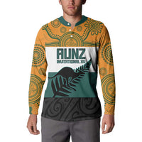 AUNZ Rugby Custom Button Sweatshirt Australia Kangaroo New Zealand Silver Fern - Polynesian Pride