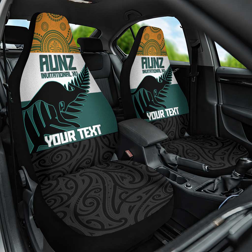 AUNZ Rugby Custom Car Seat Cover Australia Kangaroo New Zealand Silver Fern - Polynesian Pride
