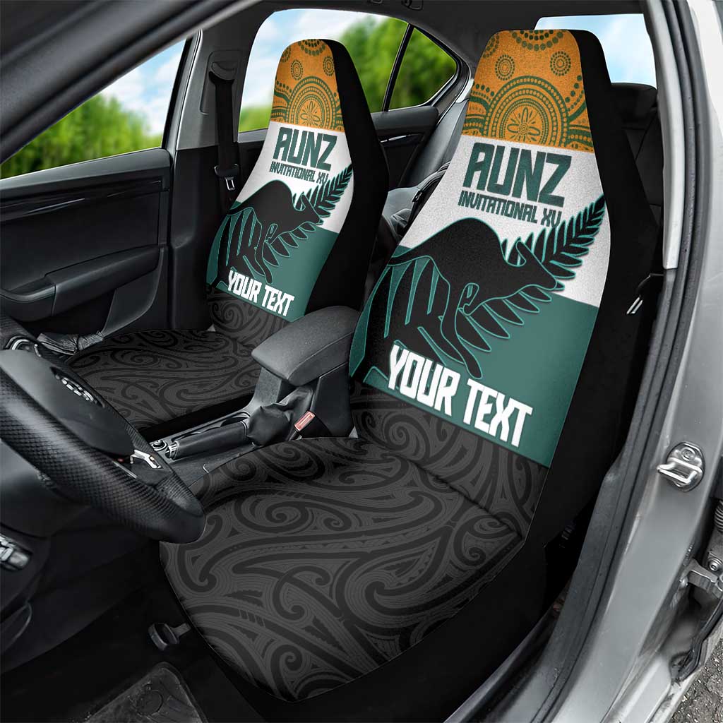 AUNZ Rugby Custom Car Seat Cover Australia Kangaroo New Zealand Silver Fern - Polynesian Pride