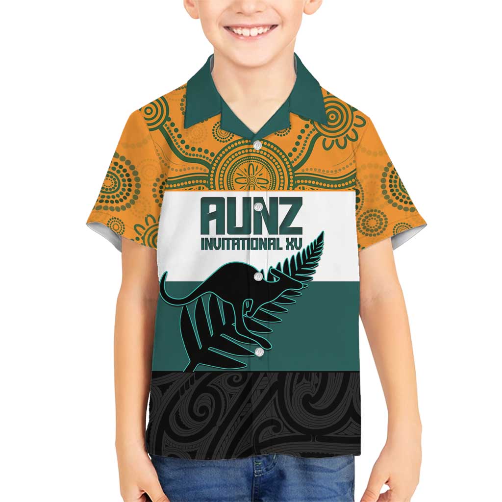 AUNZ Rugby Custom Family Matching Puletasi and Hawaiian Shirt Australia Kangaroo New Zealand Silver Fern - Polynesian Pride
