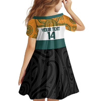 AUNZ Rugby Custom Family Matching Short Sleeve Bodycon Dress and Hawaiian Shirt Australia Kangaroo New Zealand Silver Fern - Polynesian Pride