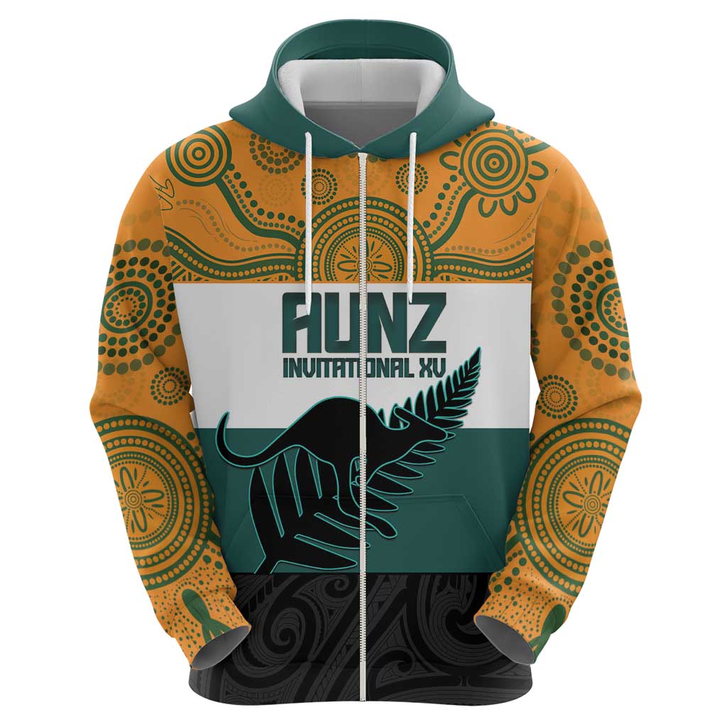 AUNZ Rugby Custom Hoodie Australia Kangaroo New Zealand Silver Fern - Polynesian Pride