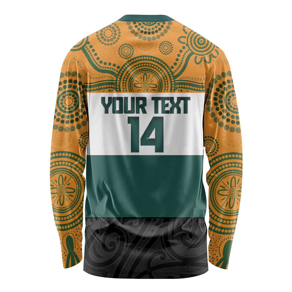 AUNZ Rugby Custom Long Sleeve Shirt Australia Kangaroo New Zealand Silver Fern - Polynesian Pride