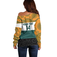 AUNZ Rugby Custom Off Shoulder Sweater Australia Kangaroo New Zealand Silver Fern - Polynesian Pride