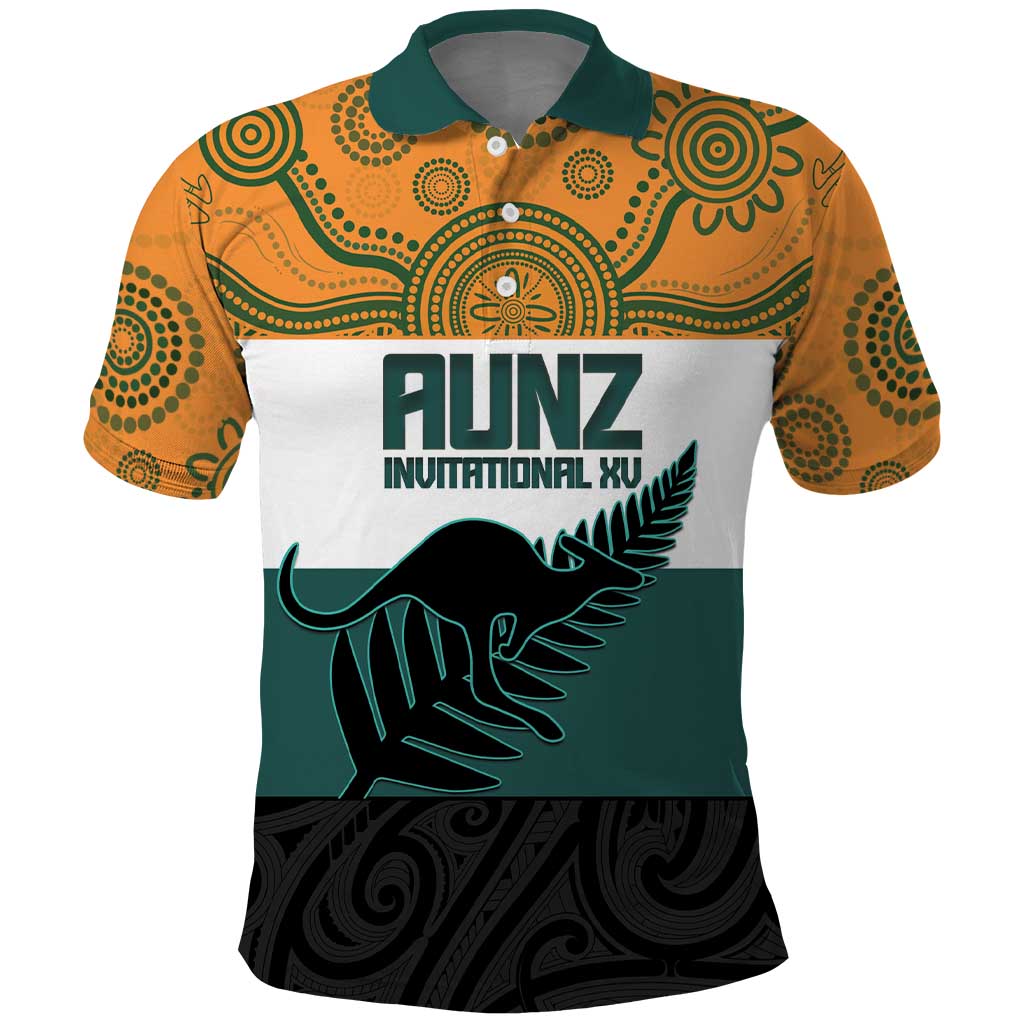 AUNZ Rugby Custom Polo Shirt Australia Kangaroo New Zealand Silver Fern - Polynesian Pride