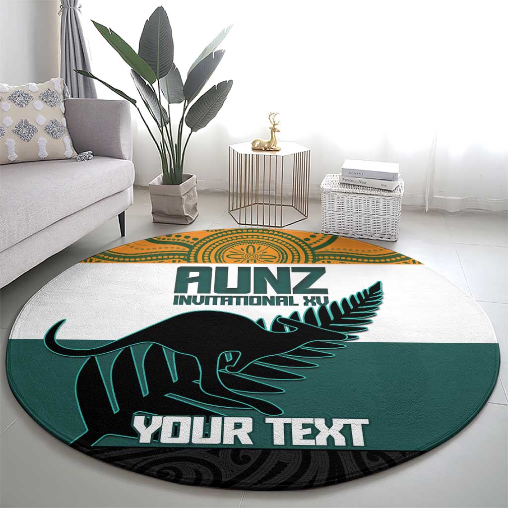 AUNZ Rugby Custom Round Carpet Australia Kangaroo New Zealand Silver Fern - Polynesian Pride