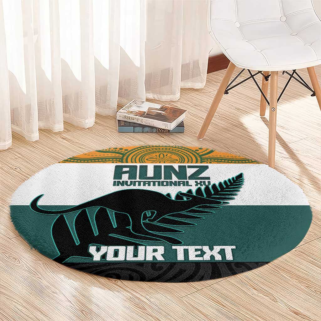 AUNZ Rugby Custom Round Carpet Australia Kangaroo New Zealand Silver Fern - Polynesian Pride