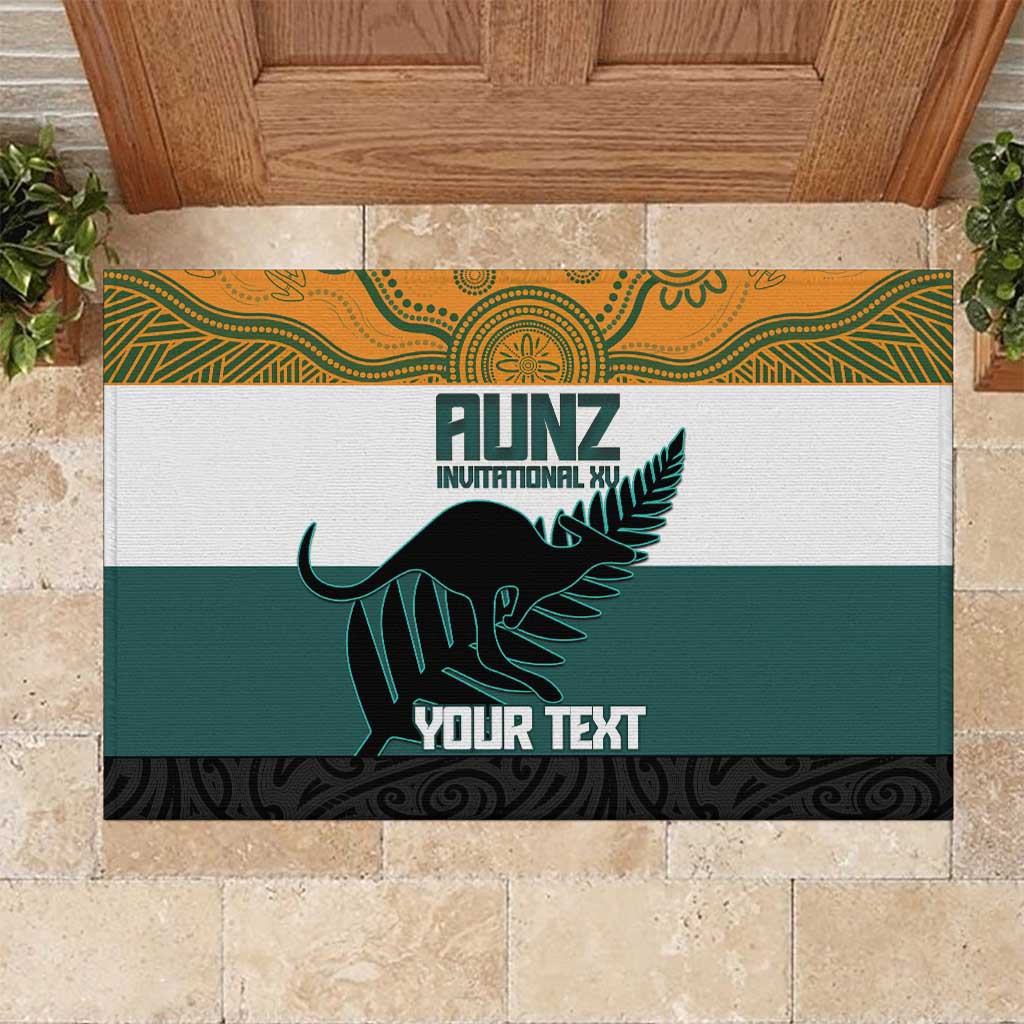 AUNZ Rugby Custom Rubber Doormat Australia Kangaroo New Zealand Silver Fern - Polynesian Pride