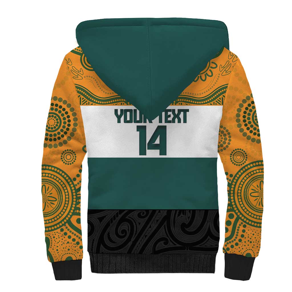 AUNZ Rugby Custom Sherpa Hoodie Australia Kangaroo New Zealand Silver Fern - Polynesian Pride