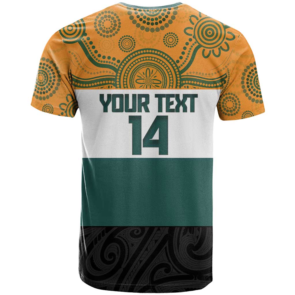 AUNZ Rugby Custom T Shirt Australia Kangaroo New Zealand Silver Fern - Polynesian Pride