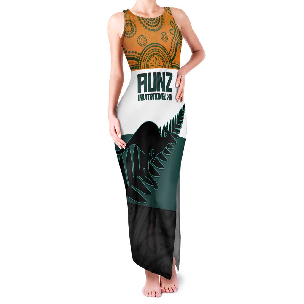 AUNZ Rugby Custom Tank Maxi Dress Australia Kangaroo New Zealand Silver Fern - Polynesian Pride