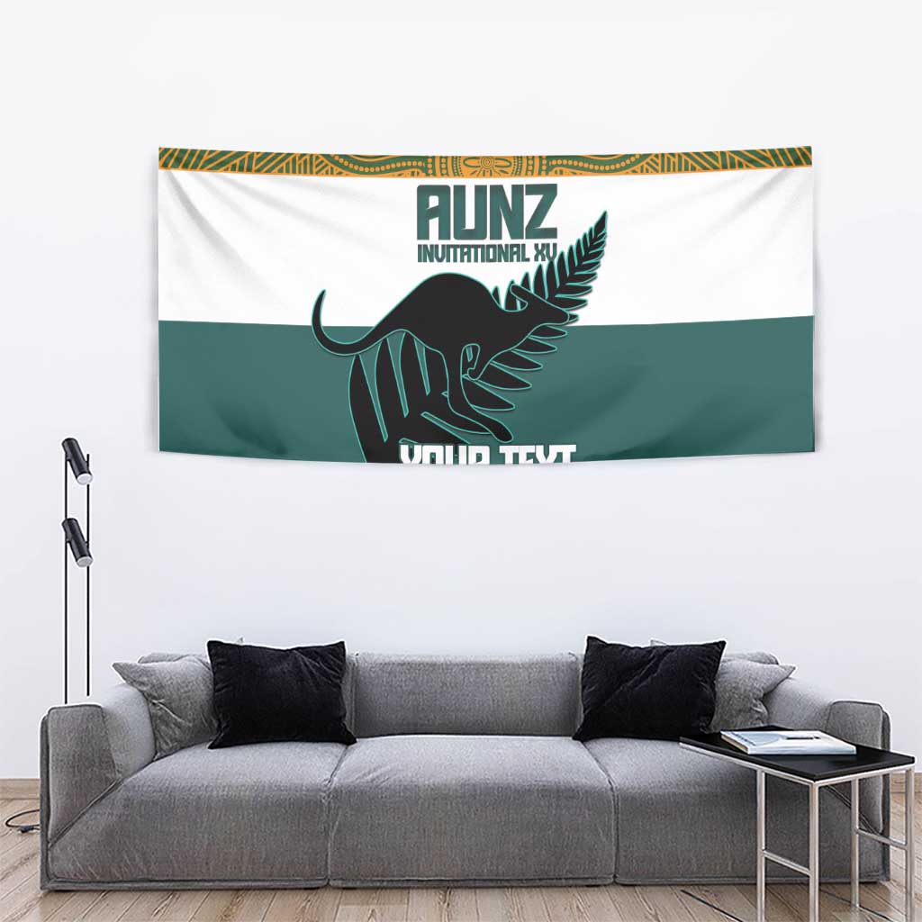 AUNZ Rugby Custom Tapestry Australia Kangaroo New Zealand Silver Fern - Polynesian Pride