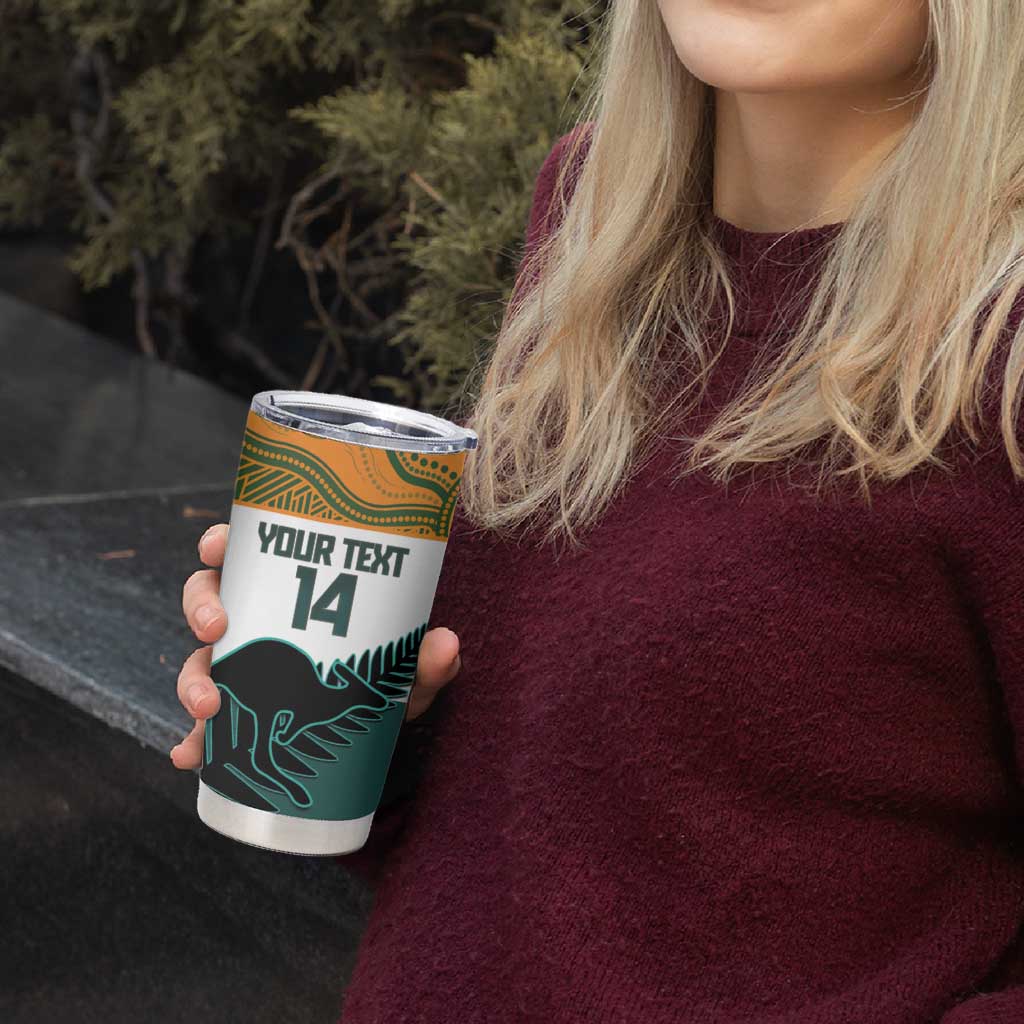 AUNZ Rugby Custom Tumbler Cup Australia Kangaroo New Zealand Silver Fern - Polynesian Pride