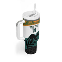 AUNZ Rugby Custom Tumbler With Handle Australia Kangaroo New Zealand Silver Fern - Polynesian Pride