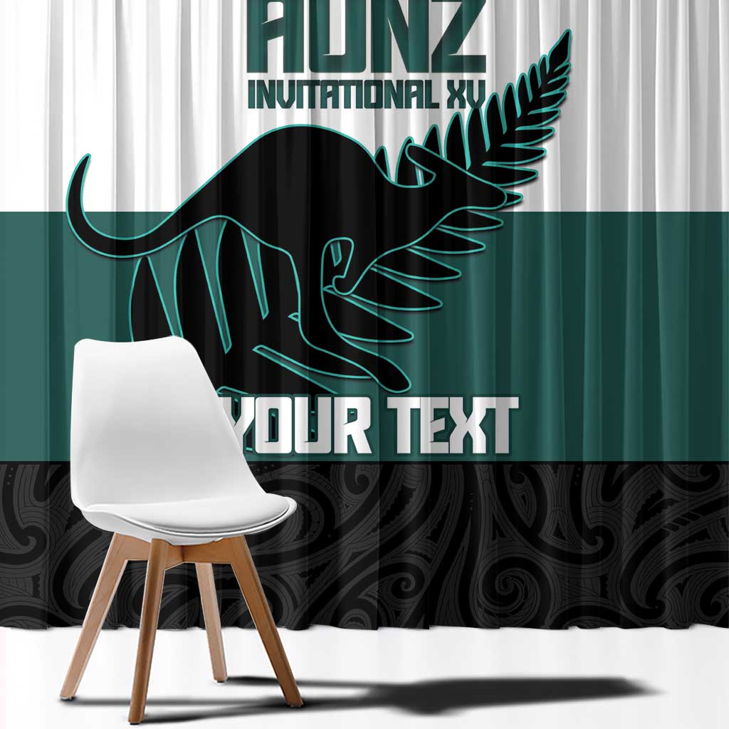 AUNZ Rugby Custom Window Curtain Australia Kangaroo New Zealand Silver Fern - Polynesian Pride