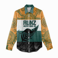 AUNZ Rugby Custom Women Casual Shirt Australia Kangaroo New Zealand Silver Fern - Polynesian Pride