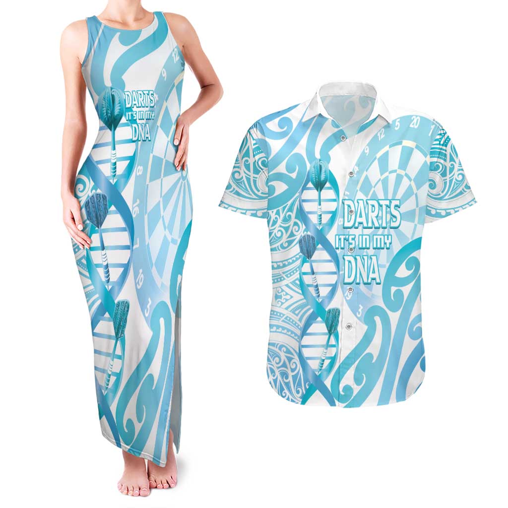 Personalised New Zealand Darts Couples Matching Tank Maxi Dress and Hawaiian Shirt Aotearoa Maori Its In My DNA White LT14 White - Polynesian Pride