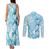Personalised New Zealand Darts Couples Matching Tank Maxi Dress and Long Sleeve Button Shirt Aotearoa Maori Its In My DNA White LT14 - Polynesian Pride