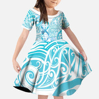 Personalised New Zealand Darts Family Matching Long Sleeve Bodycon Dress and Hawaiian Shirt Aotearoa Maori Its In My DNA White LT14 Daughter's Dress White - Polynesian Pride