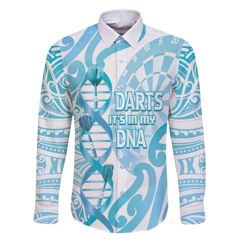 Personalised New Zealand Darts Family Matching Long Sleeve Bodycon Dress and Hawaiian Shirt Aotearoa Maori Its In My DNA White LT14 Dad's Shirt - Long Sleeve White - Polynesian Pride