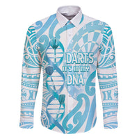 Personalised New Zealand Darts Family Matching Mermaid Dress and Hawaiian Shirt Aotearoa Maori Its In My DNA White LT14 Dad's Shirt - Long Sleeve White - Polynesian Pride