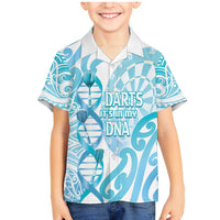 Personalised New Zealand Darts Family Matching Mermaid Dress and Hawaiian Shirt Aotearoa Maori Its In My DNA White LT14 Son's Shirt White - Polynesian Pride