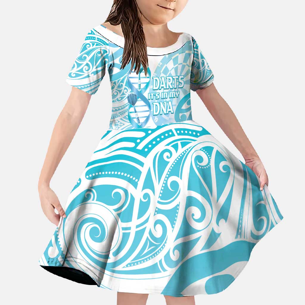 Personalised New Zealand Darts Family Matching Off Shoulder Maxi Dress and Hawaiian Shirt Aotearoa Maori Its In My DNA White LT14 Daughter's Dress White - Polynesian Pride
