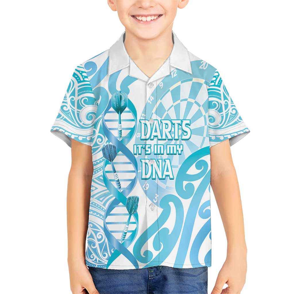 Personalised New Zealand Darts Family Matching Off Shoulder Maxi Dress and Hawaiian Shirt Aotearoa Maori Its In My DNA White LT14 Son's Shirt White - Polynesian Pride