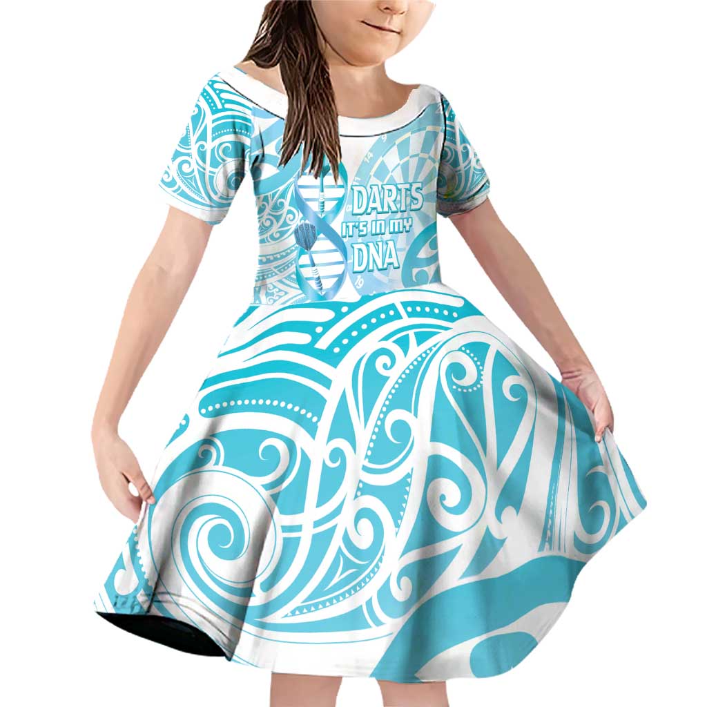 Personalised New Zealand Darts Family Matching Off Shoulder Short Dress and Hawaiian Shirt Aotearoa Maori Its In My DNA White LT14 Daughter's Dress White - Polynesian Pride
