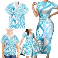 Personalised New Zealand Darts Family Matching Short Sleeve Bodycon Dress and Hawaiian Shirt Aotearoa Maori Its In My DNA White LT14 - Polynesian Pride