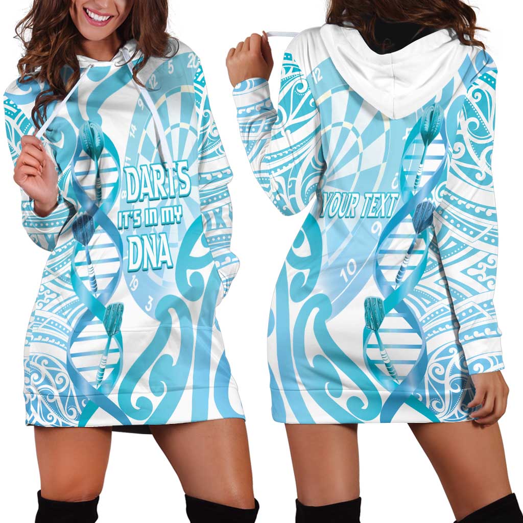 Personalised New Zealand Darts Hoodie Dress Aotearoa Maori Its In My DNA White - Polynesian Pride