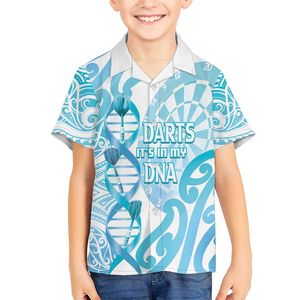 Personalised New Zealand Darts Kid Hawaiian Shirt Aotearoa Maori Its In My DNA White - Polynesian Pride