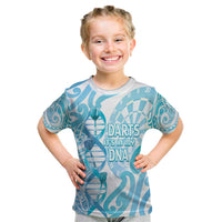 Personalised New Zealand Darts Kid T Shirt Aotearoa Maori Its In My DNA White - Polynesian Pride