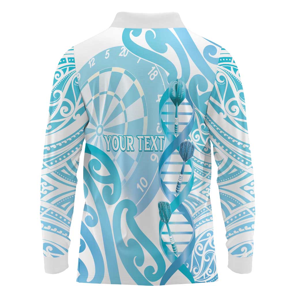 Personalised New Zealand Darts Long Sleeve Polo Shirt Aotearoa Maori Its In My DNA White - Polynesian Pride