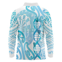 Personalised New Zealand Darts Long Sleeve Polo Shirt Aotearoa Maori Its In My DNA White - Polynesian Pride